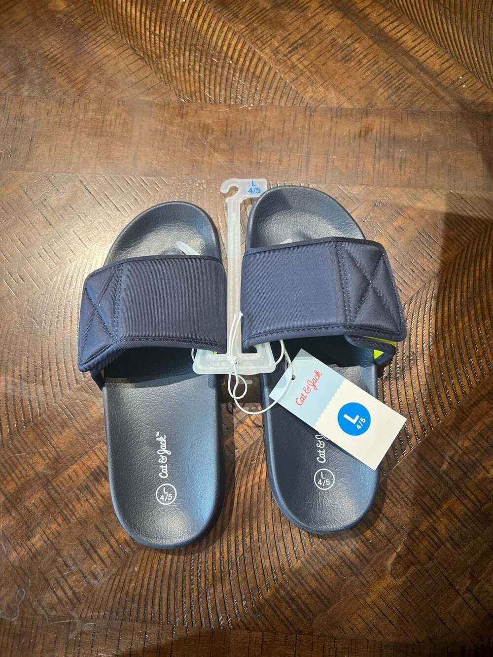 Cat & Jack Kids' Kris Sport Slide Sandals Navy Blue Size Large 4/5